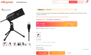 Microfone Condensador da Fifine k669, modelo de mesa - R$ 116,40