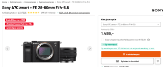 Sony A7C + FE 28-60mm F4-5.6 - Zwart voor €1.499 bij Kamera Express