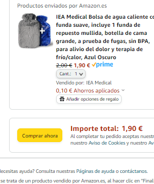Bolsa de agua caliente con 2 fundas suave por 1,90€