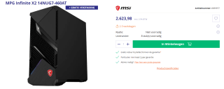 MSI MPG Infinite X2 14NUG7-460AT voor €2.620,03 bij Azerty