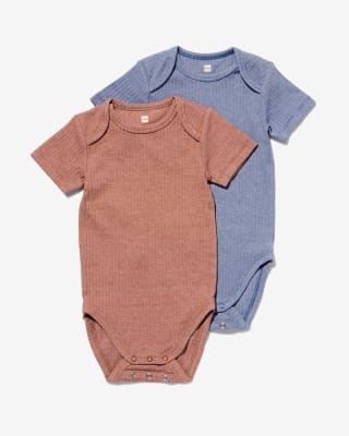 Meegroei rompers stretch rib met bamboe set van 2 voor €10,50 bij de Hema