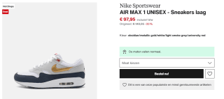 Nike Air Max 1 Herenschoenen voor €97,95 bij Zalando