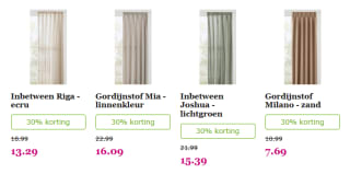 30% korting op alle gordijnen, vitrages en inbetweens op maat bij Leen Bakker