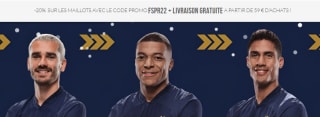 Promotion de 20% sur les maillots de football livrés gratuitement avec FootSoccer