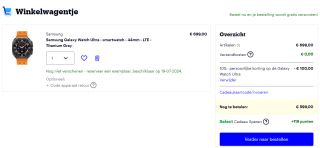 €100 korting op de Samsung Galaxy Watch Ultra bij Bol