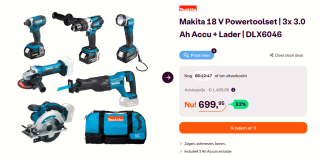 MAKITA Accu combiset DLX6046 6 delig voor €699,95 bij Ibood