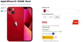 Apple iPhone 13, 512GB opslag Rood voor €834 bij Bol.com