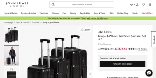 John Lewis Tampa 4-Wheel Hard Shell Suitcase Set of 3 – £124.50