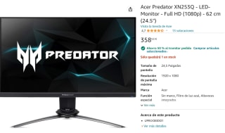 Acer Predator XN253Q Zwart voor €179,26 bij Amazon