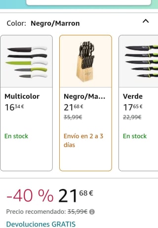 San Ignacio Juego de cuchillos, 15 piezas por 21,68€.