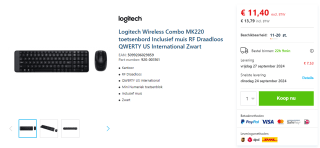 Logitech MK220 Wireless Combo Qwerty toetsenbord voor €13,79 bij Senetic
