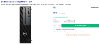 Dell Precision 3460 SFF 0MNP7 - Intel i7-14700, 16 GB RAM, 512 GB SSD voor €999 bij Azerty