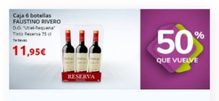 50% que Vuelve en estos Vinos desde Carrefour.