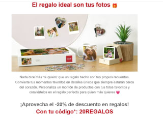20% descuento en regalos desde Cewe
