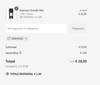 10% korting op Direct Trade Coffee bij Fascino Coffee