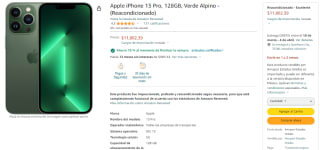 iPhone 13 Pro 128GB Reacondicionado por $10,622 en Amazon