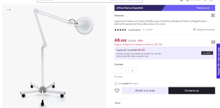 Lámpara de Trabajo con Tripod y Rodillos para Cosméticos y Belleza de Salón Luz Magnificadora por 48,40€ (36,40€ cuenta nueva)