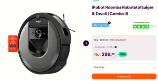 IROBOT Roomba I8 Plus Combo - Dweil-/Robotstofzuiger voor €399 bij Ibood