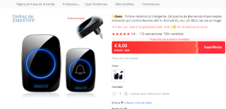 Timbre de puerta Inalámbrico LED por 6.89€