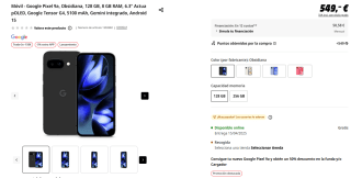 Nuevo móvil Google Pixel 9a de 8GB/128GB por 379€ varios colores