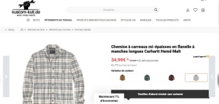 Chemise à carreaux mi-épaisses en flanelle à manches longues Carhartt Hemd Malt à 34,99€