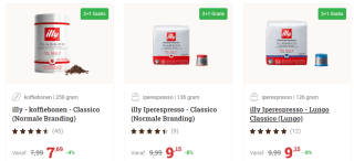 Illy koffie 2+1 gratis bij Koffievoordeel