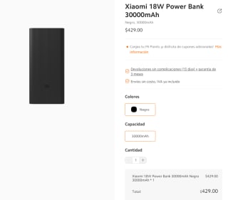 Xiaomi 18W Power Bank 30000mAh por $429