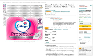Colhogar Protect Care Blanco 7x6 Papel de Baño 42 Rollos 3 Capas por 9,84€