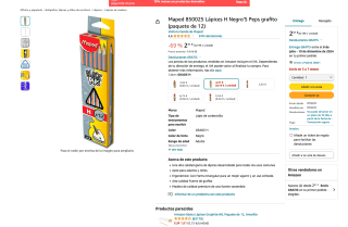 12 Unidades Lápices Maped 850025 H Negro'S Peps grafito por solo 2,31€