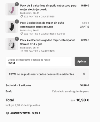 Black Friday Promoción 3x2 Calcetines en tienda Ysabelmora