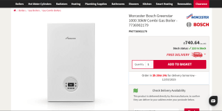 Worcester Bosch Greenstar 1000 30kW Combi Boiler – £740.64