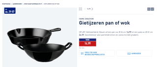 Gietijzeren pan of wok Ø 24 cm of Ø 32 cm vanaf €14,99 bij de Aldi