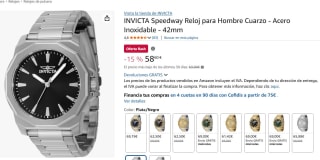 Reloj para Hombre Cuarzo INVICTA Speedway - Acero Inoxidable - 42mm por 58€