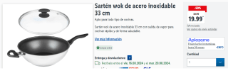 Sartén wok de acero inoxidable 33 cm por 19.99€