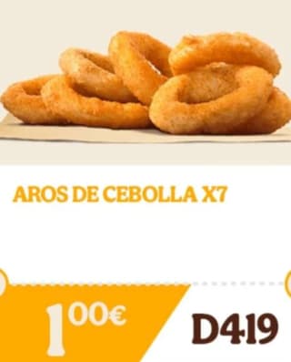 Burger King 7 aros de cebolla por tan solo 1€
