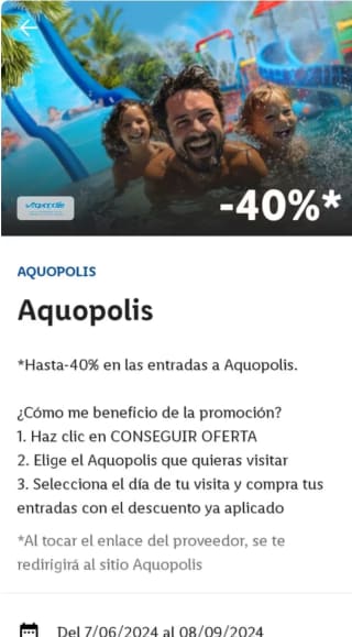 Descuento hasta 40% Aquópolis toda España directo comprando la entrada online