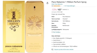 1 Million Eau de Toilette Spray van Paco Rabanne 100ml voor €48,90 bij Amazon