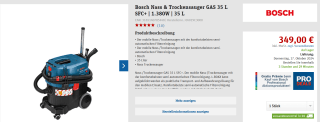 Bosch Stofzuiger GAS 35 L SFC + (NL+LUX) voor €349