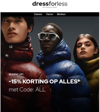 15% korting op alles bij Dress for less