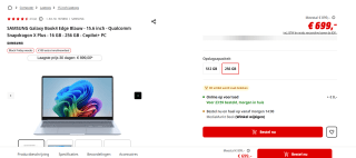 SAMSUNG Galaxy Book4 Edge Blauw - 15.6 inch - Qualcomm Snapdragon X Plus voor €699 bij de Mediamarkt