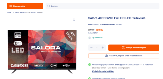 Salora 40FDB200 tv 101,6 cm (40") Full HD Zwart voor €169 bij Correct