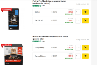 50% korting op Purina Pro Plan supplementen bij Brekz