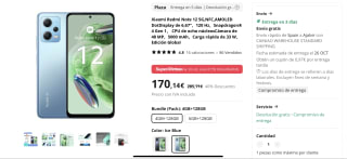 Xiaomi Redmi Note 12 5G de 4GB+128GB por 170,14€ y el de 6GB+128GB 179,01€ Envio desde España