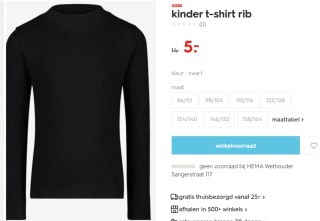 Meisjes Rib shirt voor €5 bij de Hema