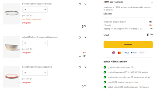 2+1 gratis op Chicago servies bij Hema