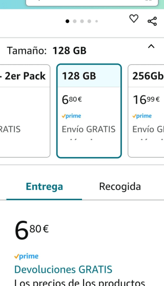 Intenso Pendrive se 128GB por 6,80€.