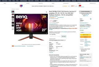 BenQ MOBIUZ EX2710Q Monitor 27IPS 2K 165 Hz 1ms HDR 400 por solo 239€