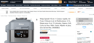 Multicuiseur Ninja Speedi 10-en-1 Rapid Cooker & Air Fryer ON400EU à 139,99€