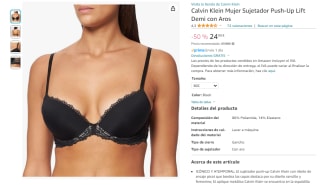Calvin Klein Mujer Sujetador Push-Up Lift Demi con Aros por 24€