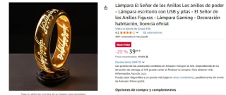 Lámpara El Señor de los Anillos Los anillos de poder por 39,99€